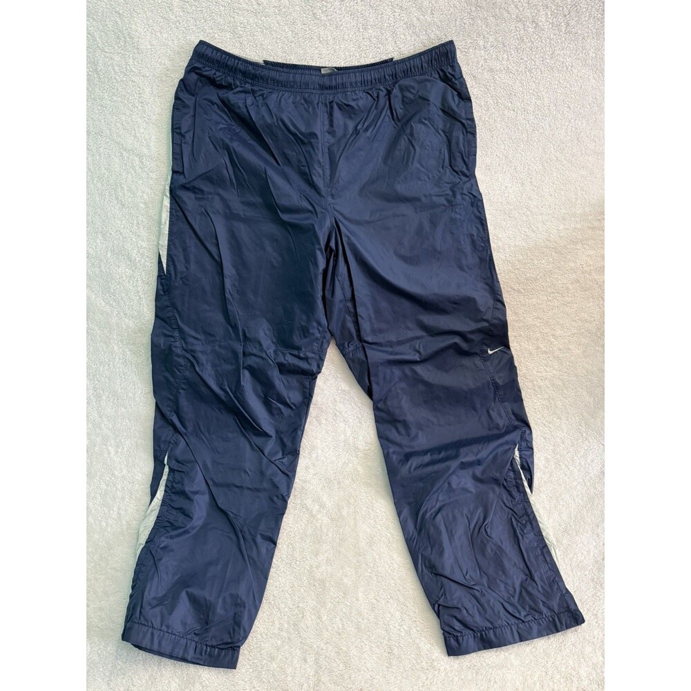 NIKE Dri Fit Track Windbreaker Pants Mens XXL Navy Training Drawstring Ankle Zip